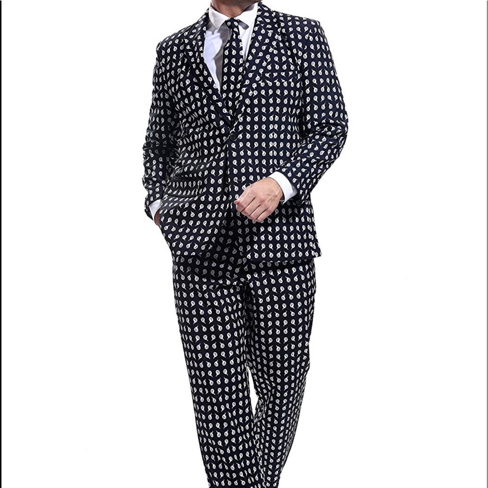FUN Halloween Ghost Novelty 3 piece Suit. Size LG